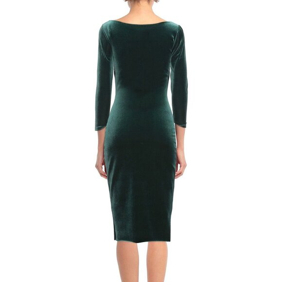 NWT Chiara Boni La Petite Robe Tuby Velvet Dress 8 US/44IT Forest Green - Picture 4 of 6